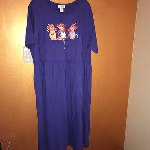 NWOT “Red Cat Lady” Purple Dress, 2X